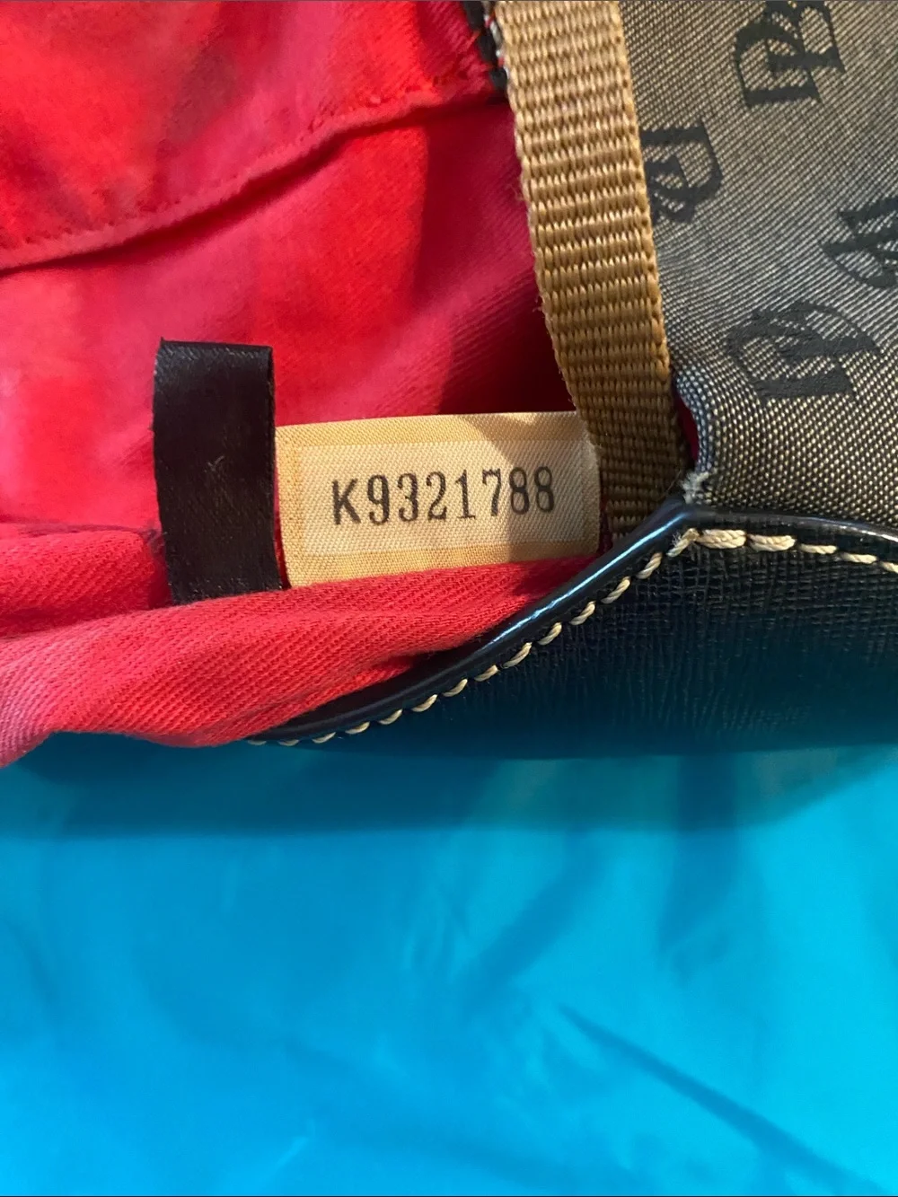 Dooney & Bourke Gray Monogram Hobo with Black Leather Strap and Silver Hardware